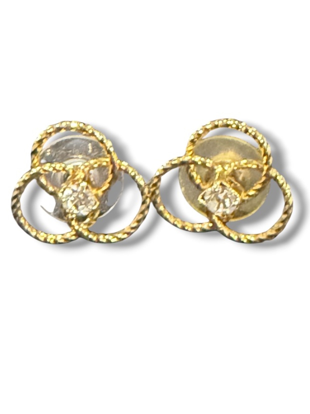 Avon Women’s Gold-Tone Interlocking Circle Stud Earrings with Crystal Accent